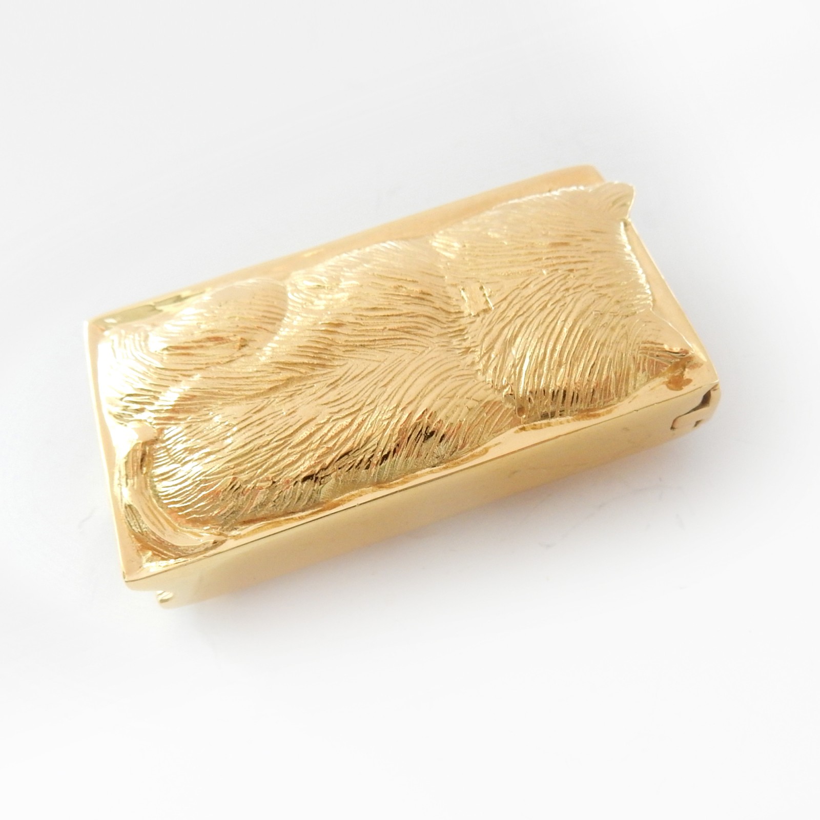 Photo of Sterling Silver Vermeil Gold Cat Vesta Match Safe Snuff Box