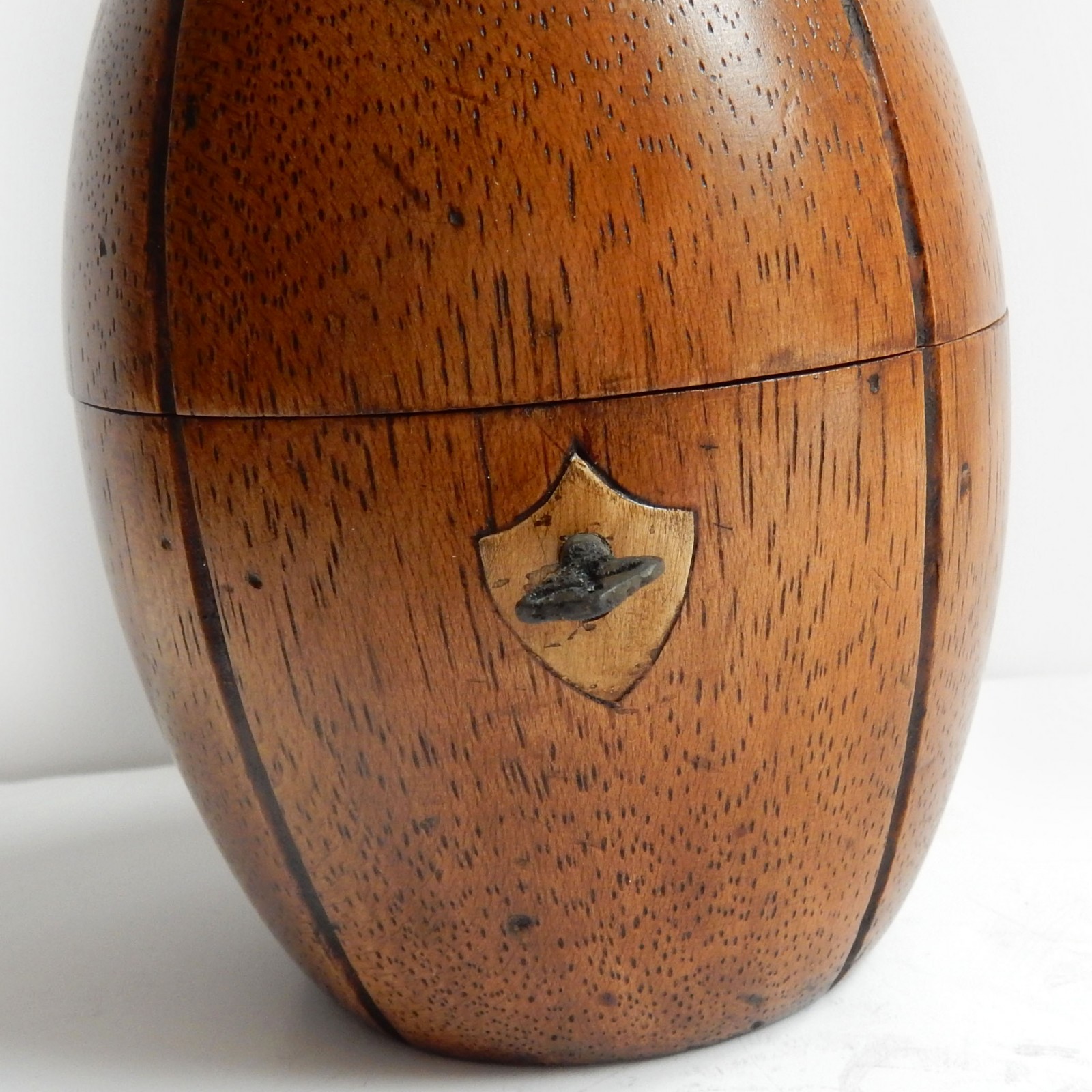 Photo of Treen Wood Pear Melon Caddy with Lock & Key