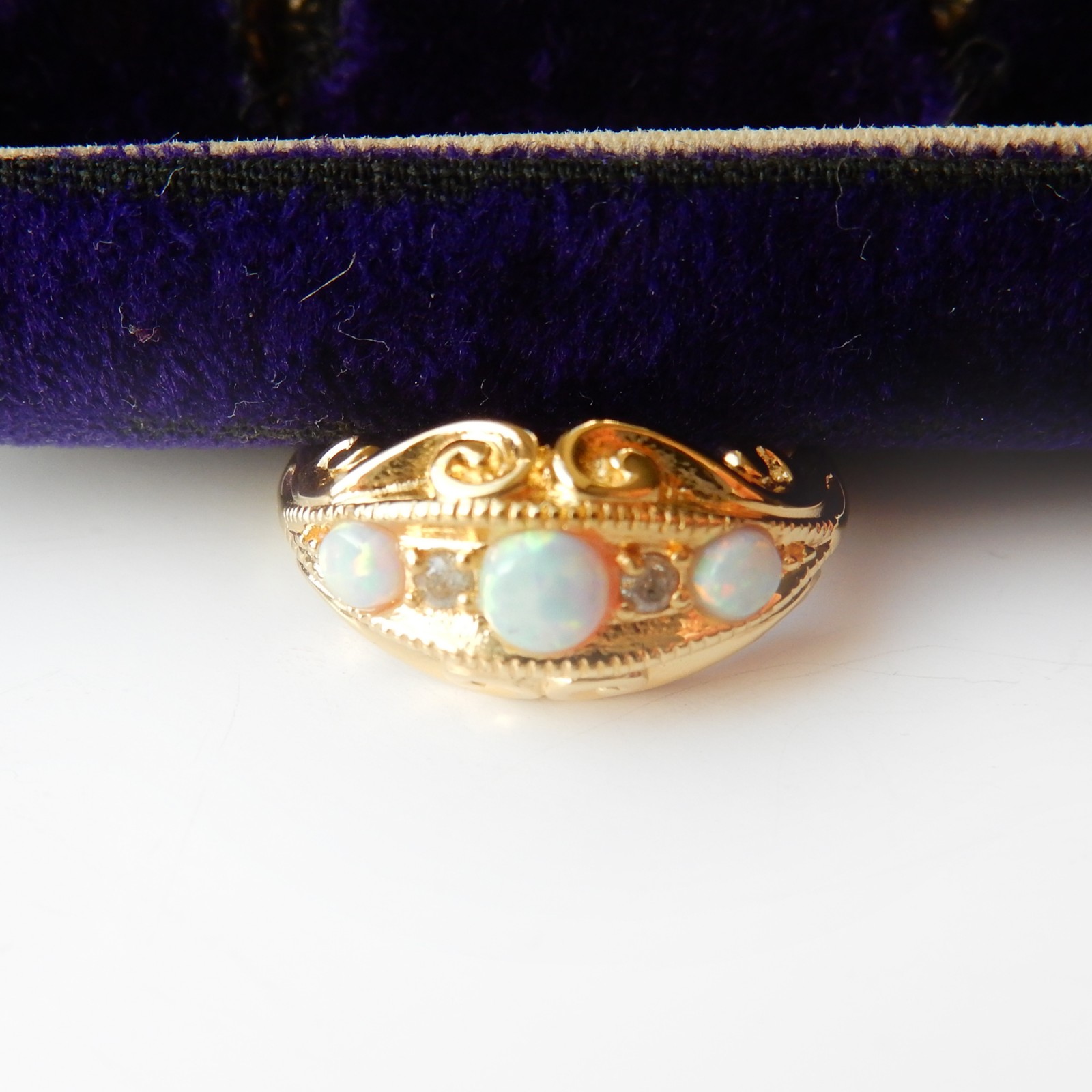 Photo of Vermeil Opal Diamond Ring Sterling Silver