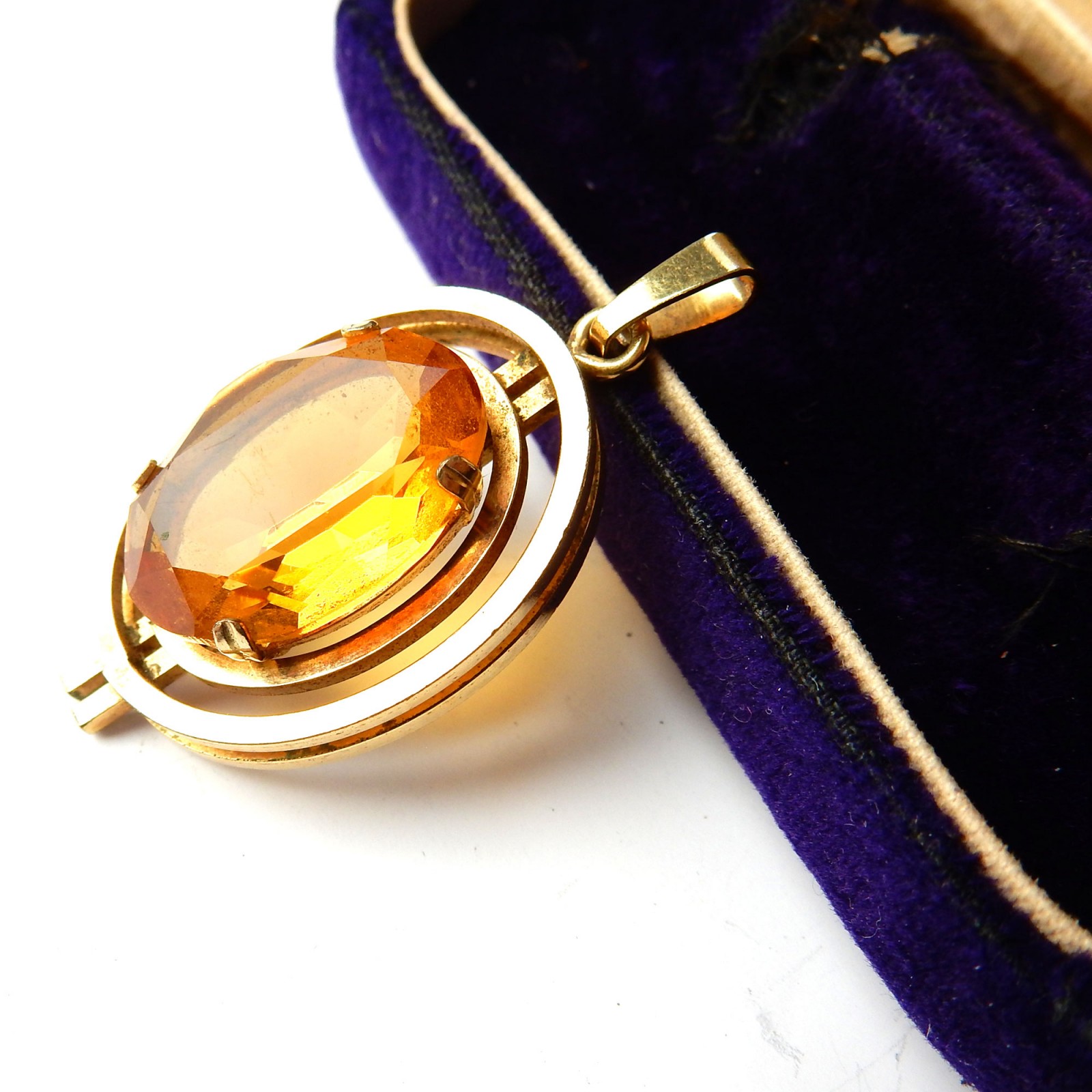 Photo of Vintage 14 Carat Rolled Gold Citrine Pendant Signed K&L