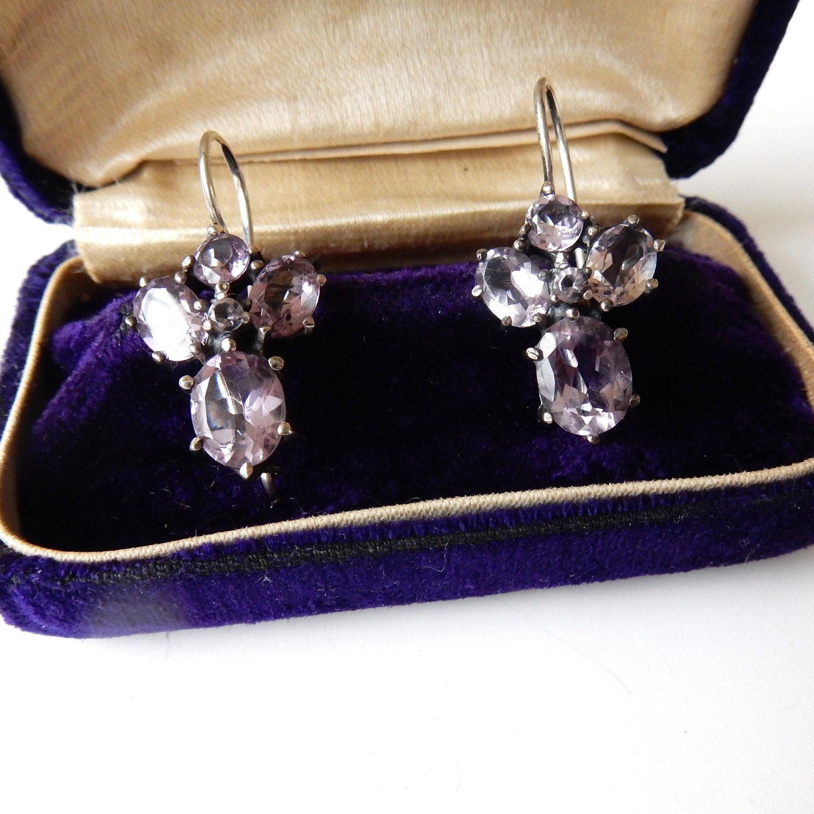 Photo of Vintage Amethyst Hook Earrings Solid Silver