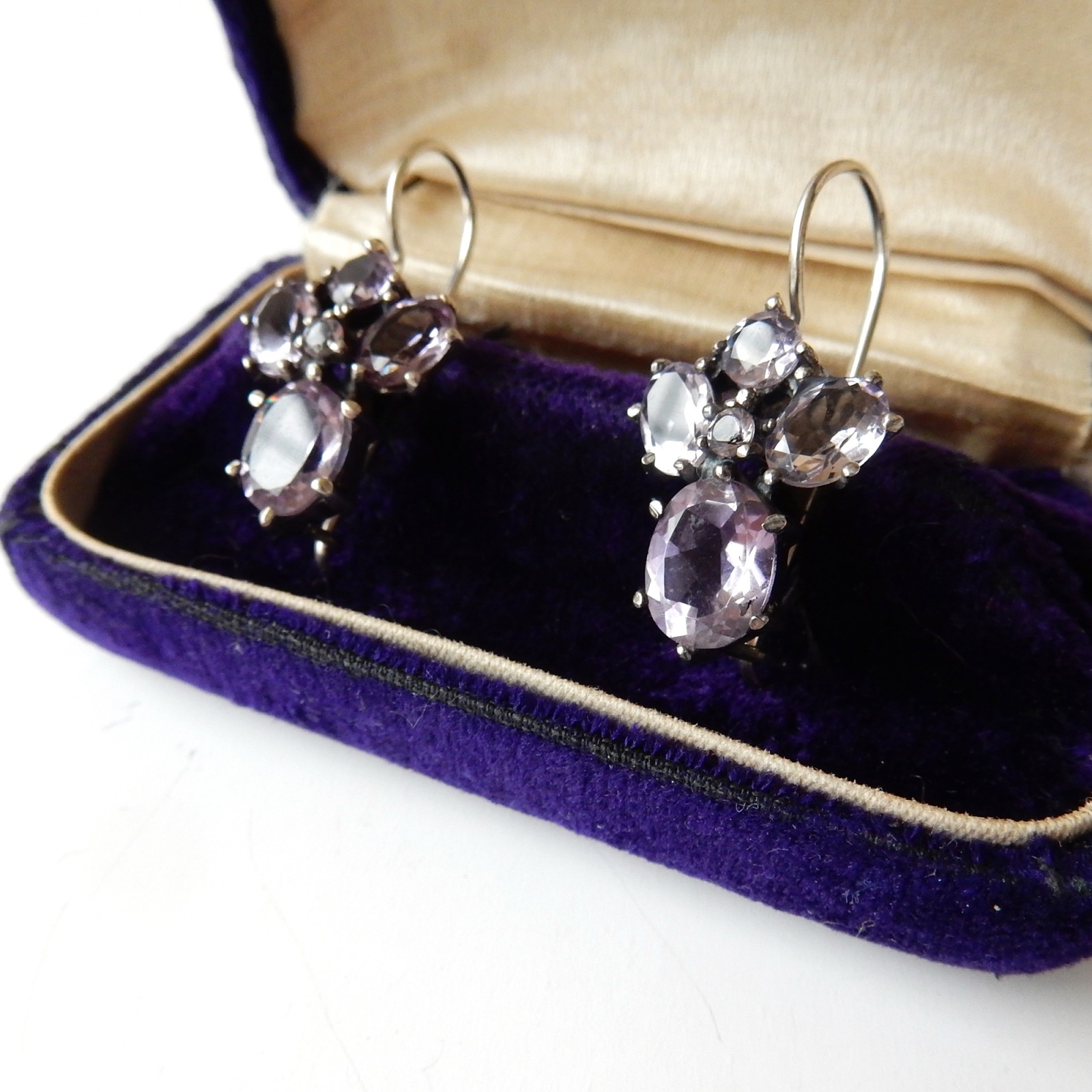 Photo of Vintage Amethyst Hook Earrings Solid Silver