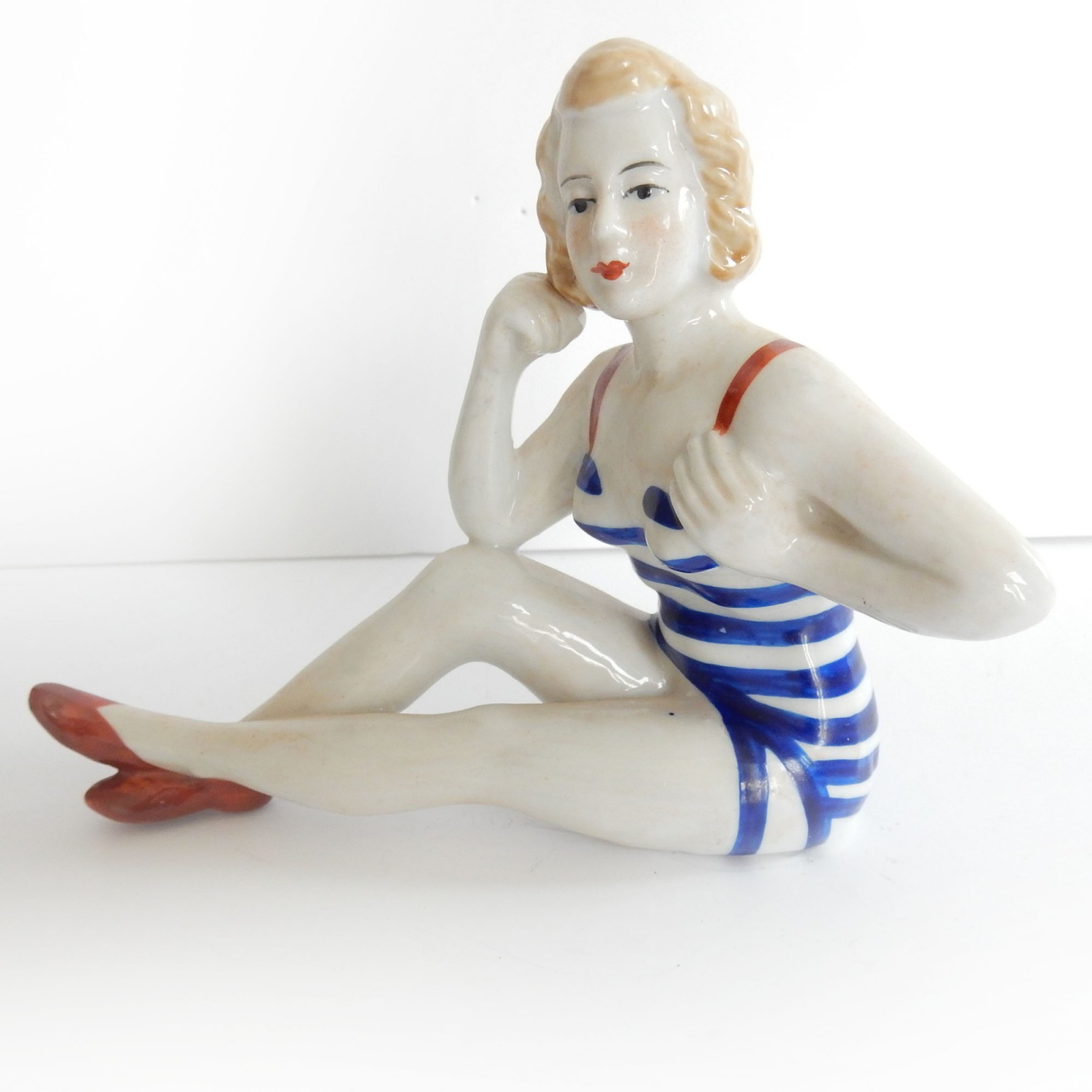 Photo of Vintage Art Deco Porcelain Bathing Beauty Flapper Girl Ornament
