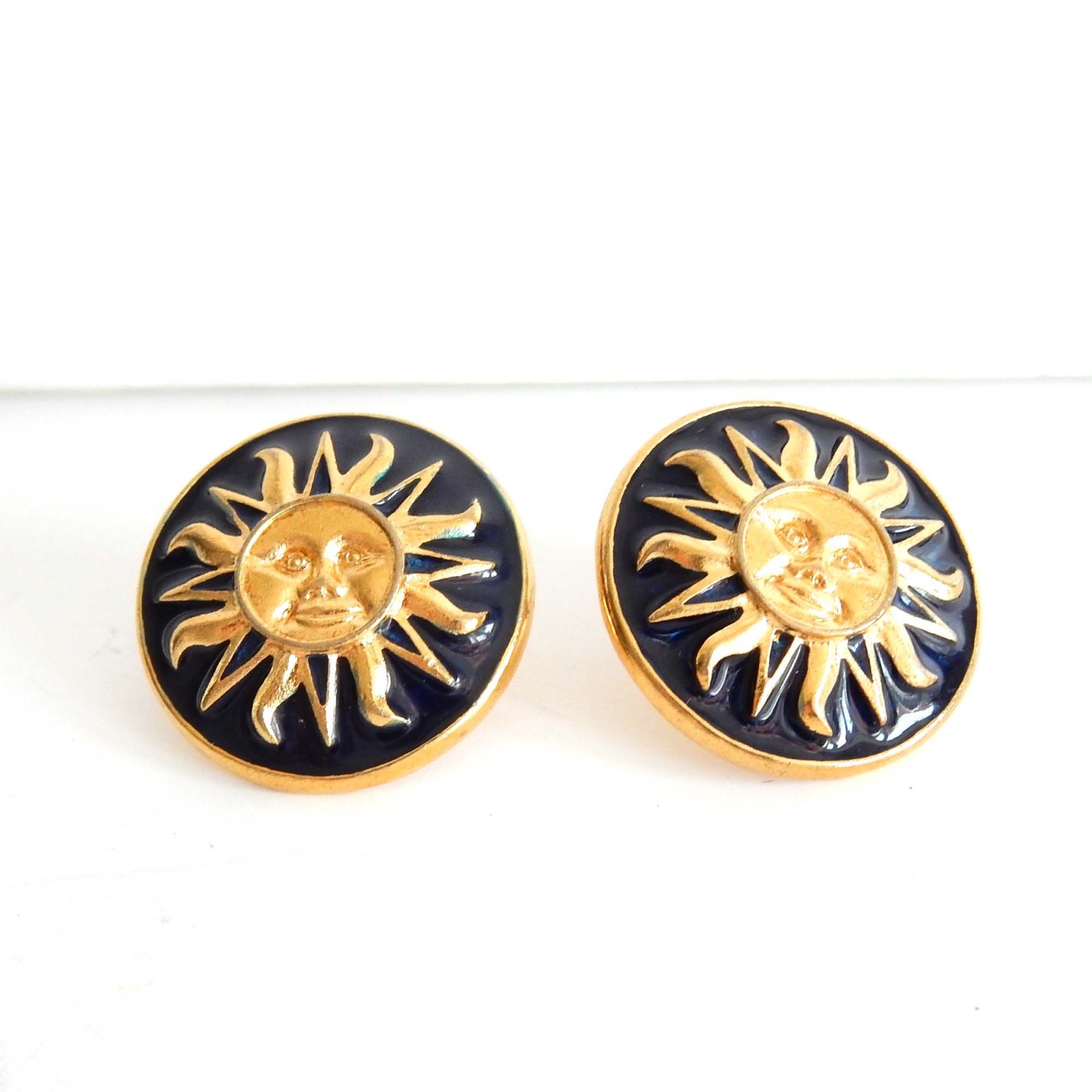 Photo of Vintage Black Gold Sunshine Earrings