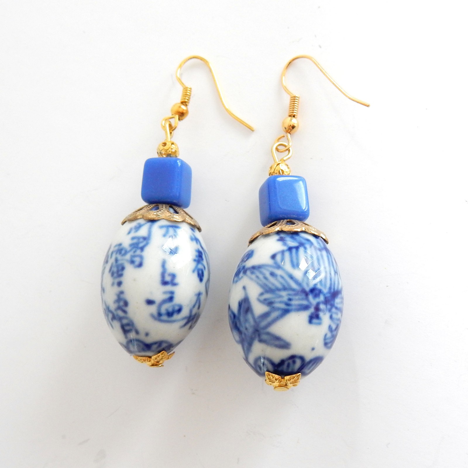 Photo of Vintage Chinese Porcelain Pottery Droplet Earrings