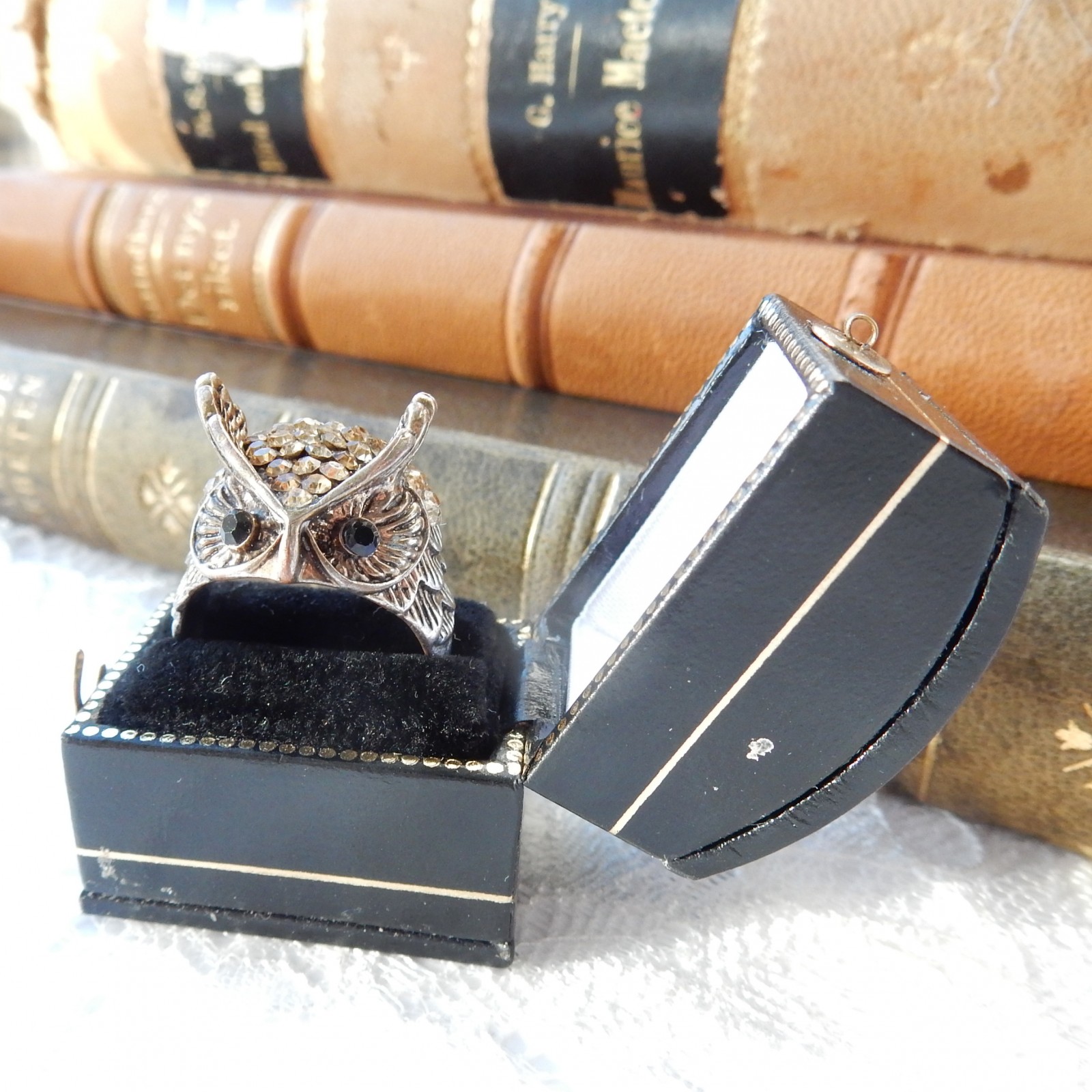 Photo of Vintage Crystal Owl Ring Costume Ring