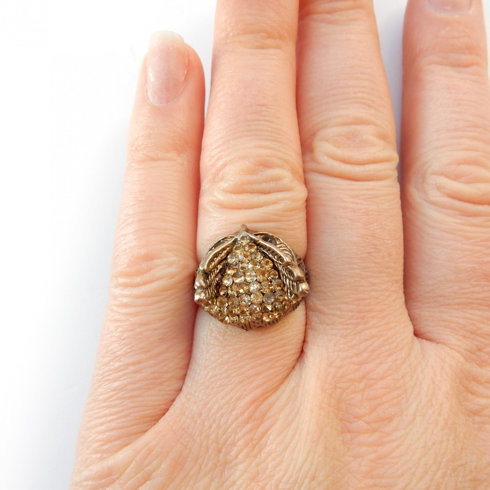 Photo of Vintage Crystal Owl Ring Costume Ring