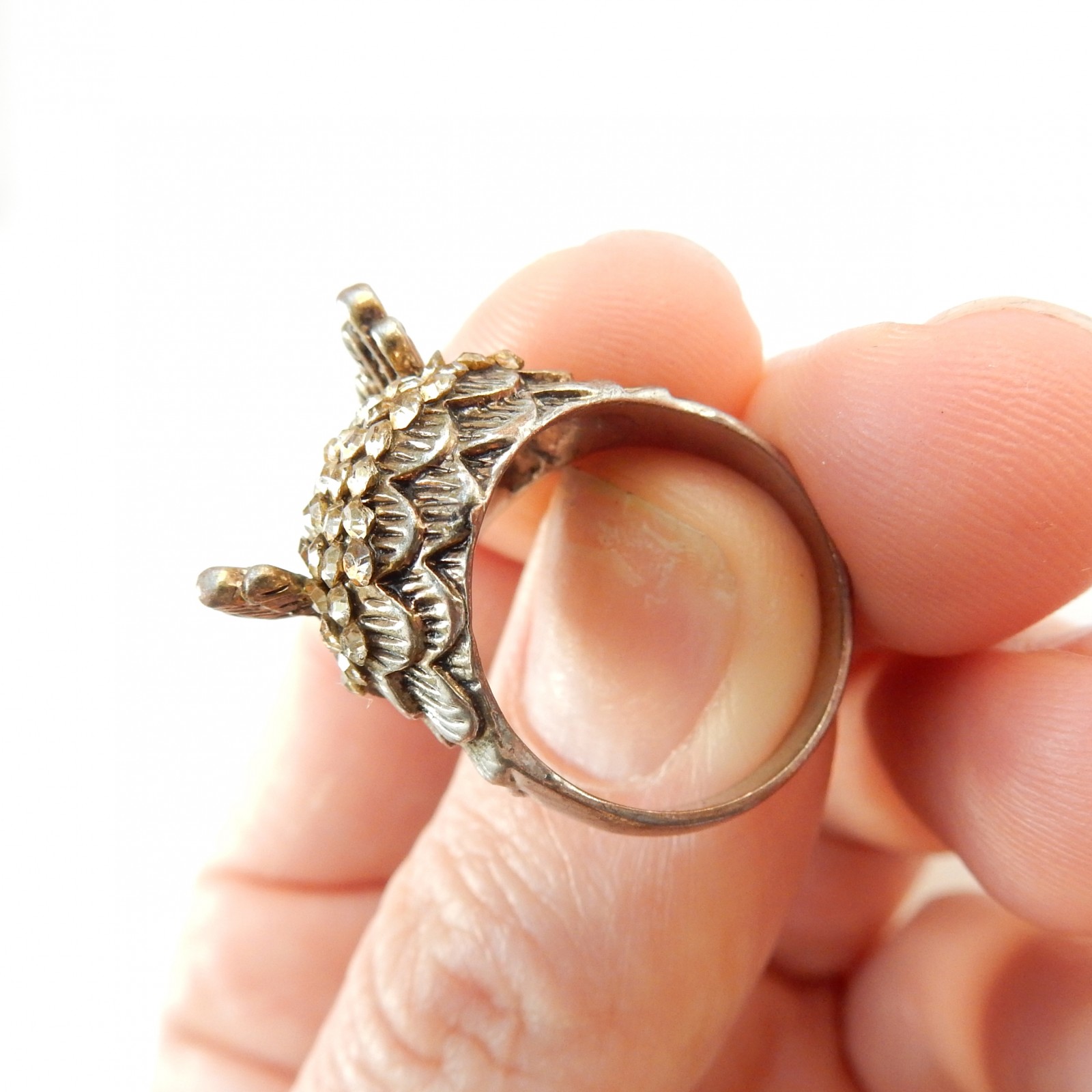 Photo of Vintage Crystal Owl Ring Costume Ring