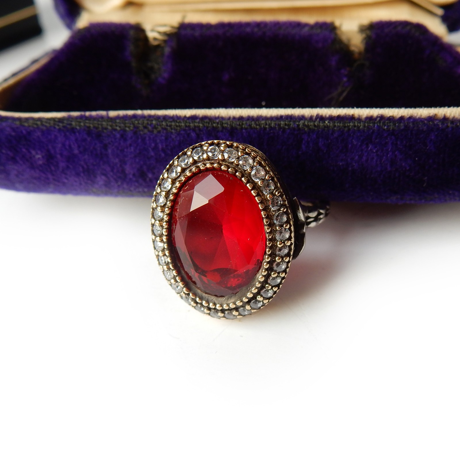 Photo of Vintage Filigree Vermeil Red Chalcedony Ring Sterling Silver