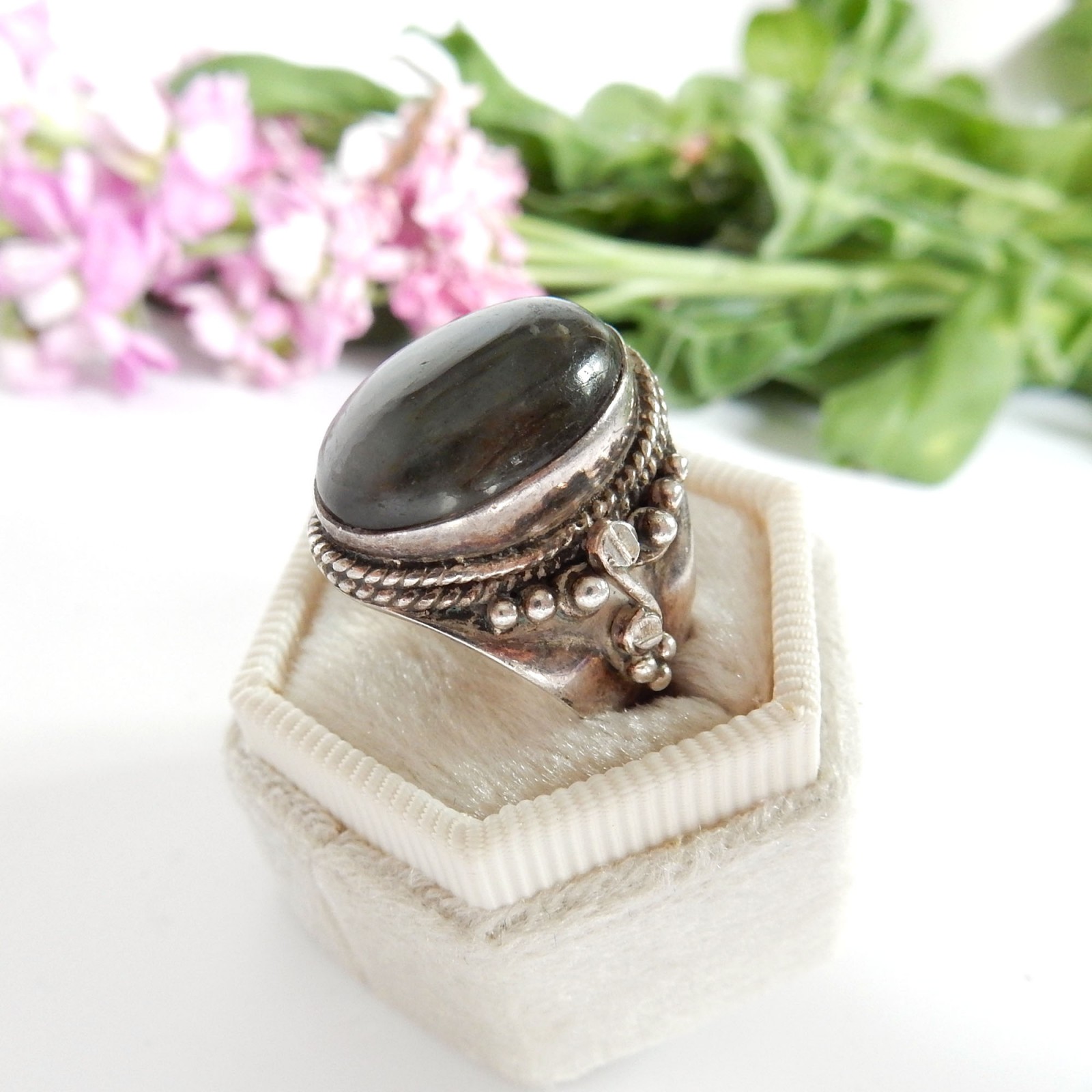 Pear cut labradorite engagement ring, Solitaire unique wedding Ring | Benati