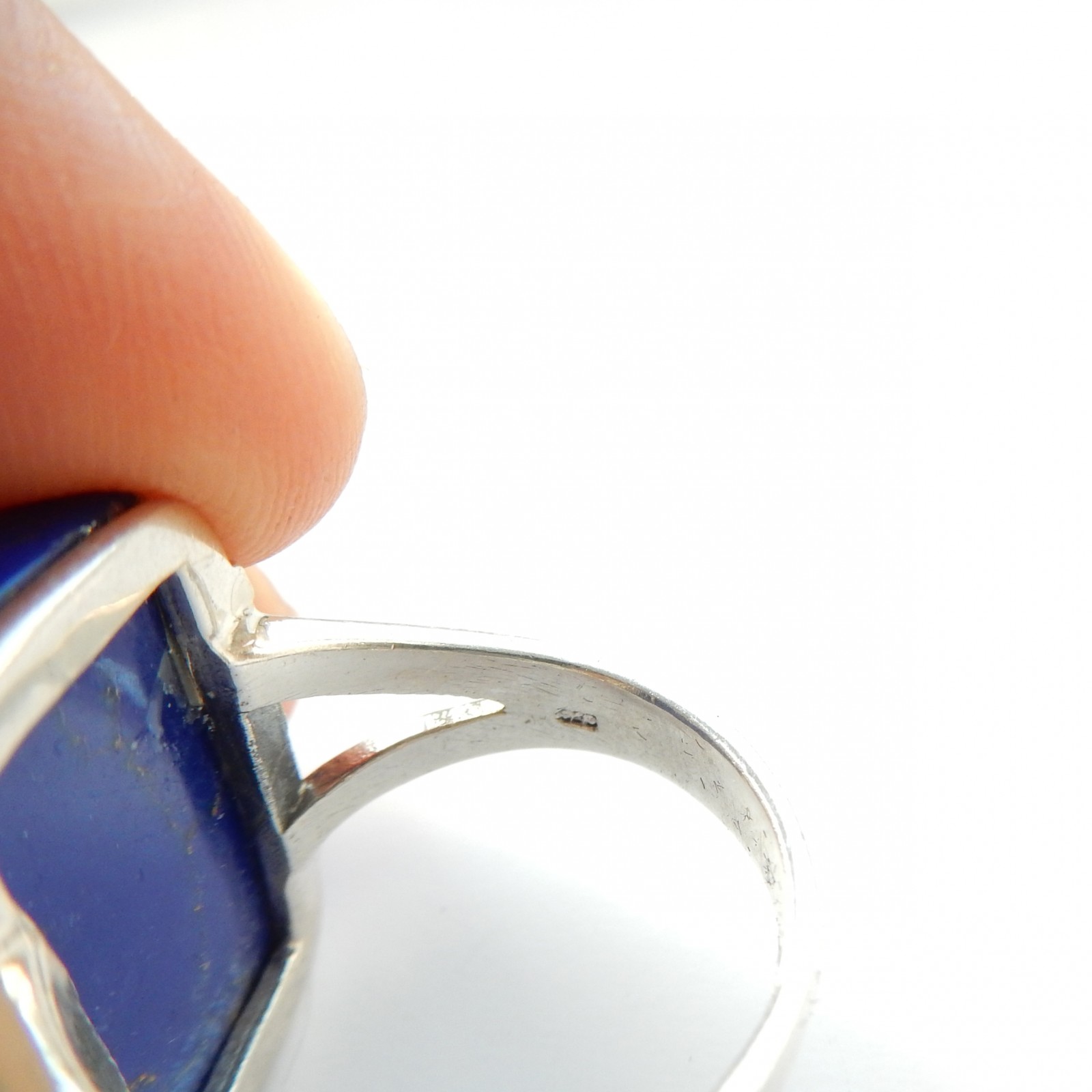 Photo of Vintage Lapis Lazuli Art Deco Marcasite Ring Sterling Silver