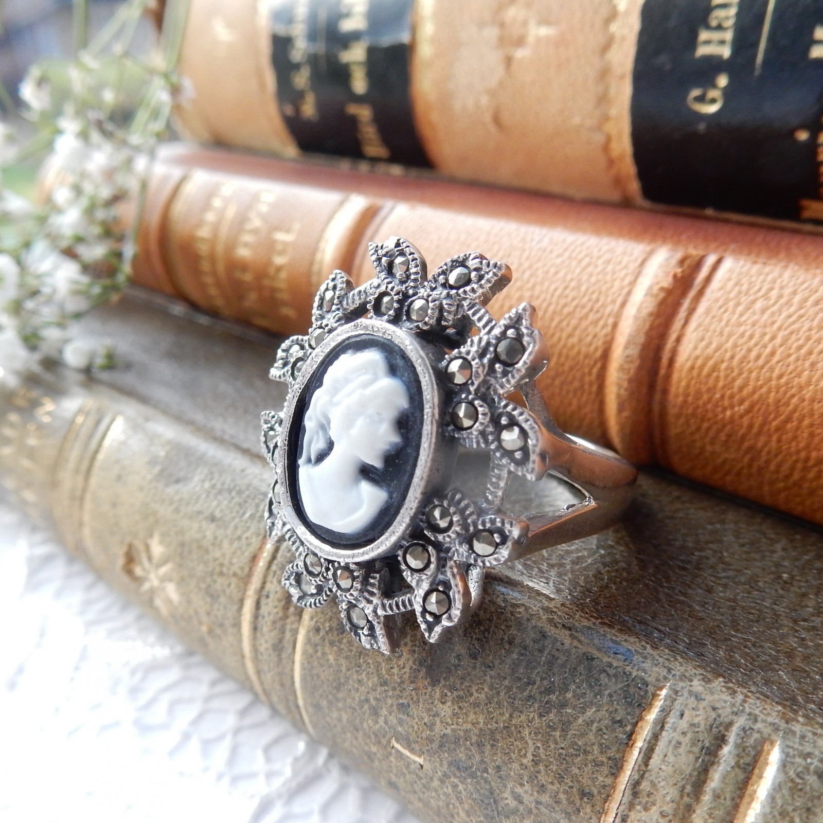 Antique Shell Cameo Ring Silver Jewelry Buy Online | Jovon Venice