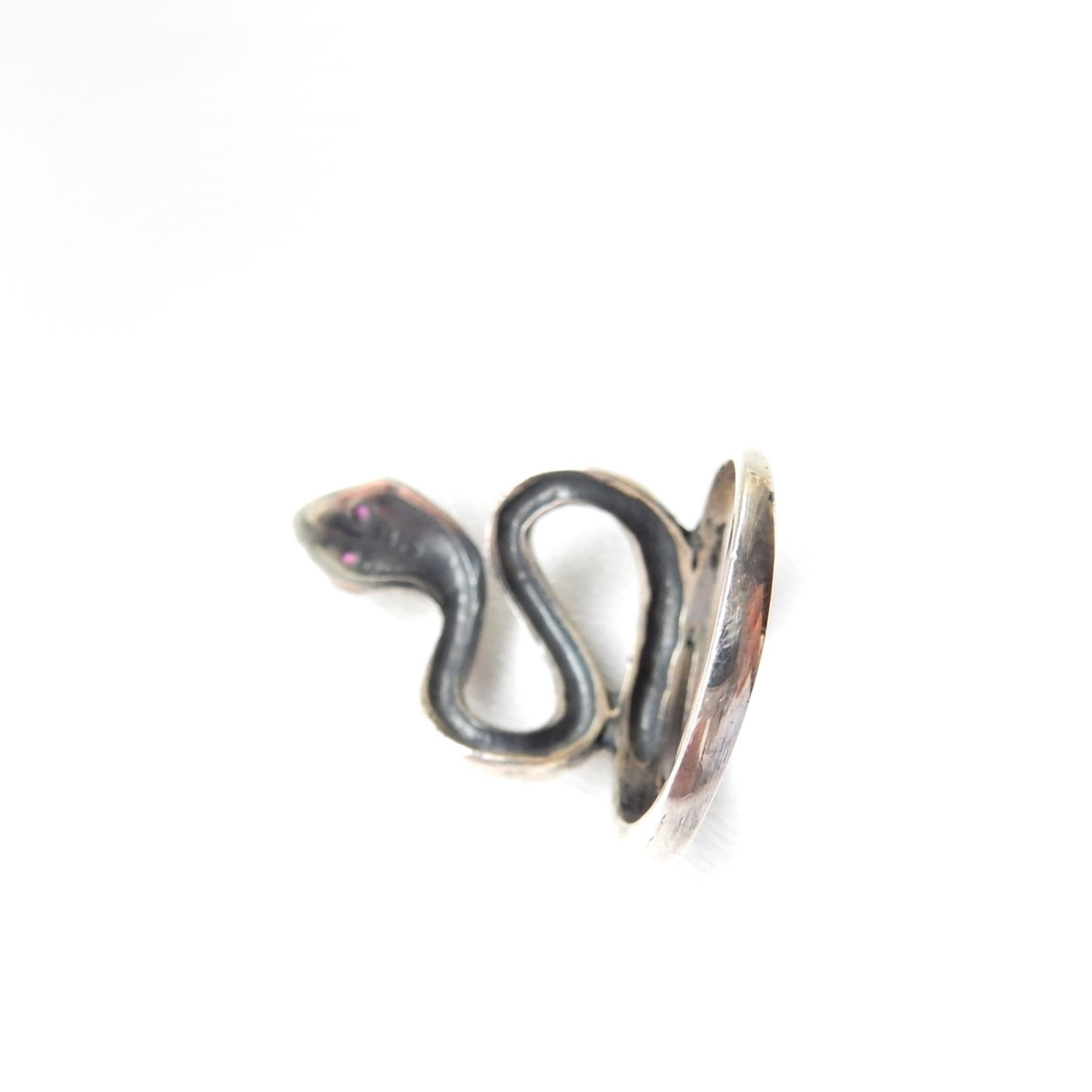 Photo of Vintage Sterling Silver Garnet Snake Serpent Ring US Size 7
