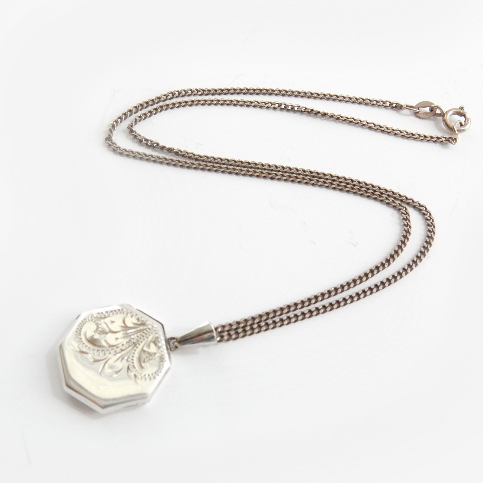 Photo of Vintage Sterling Silver Hexagon Locket Silver Love Token Jewelry