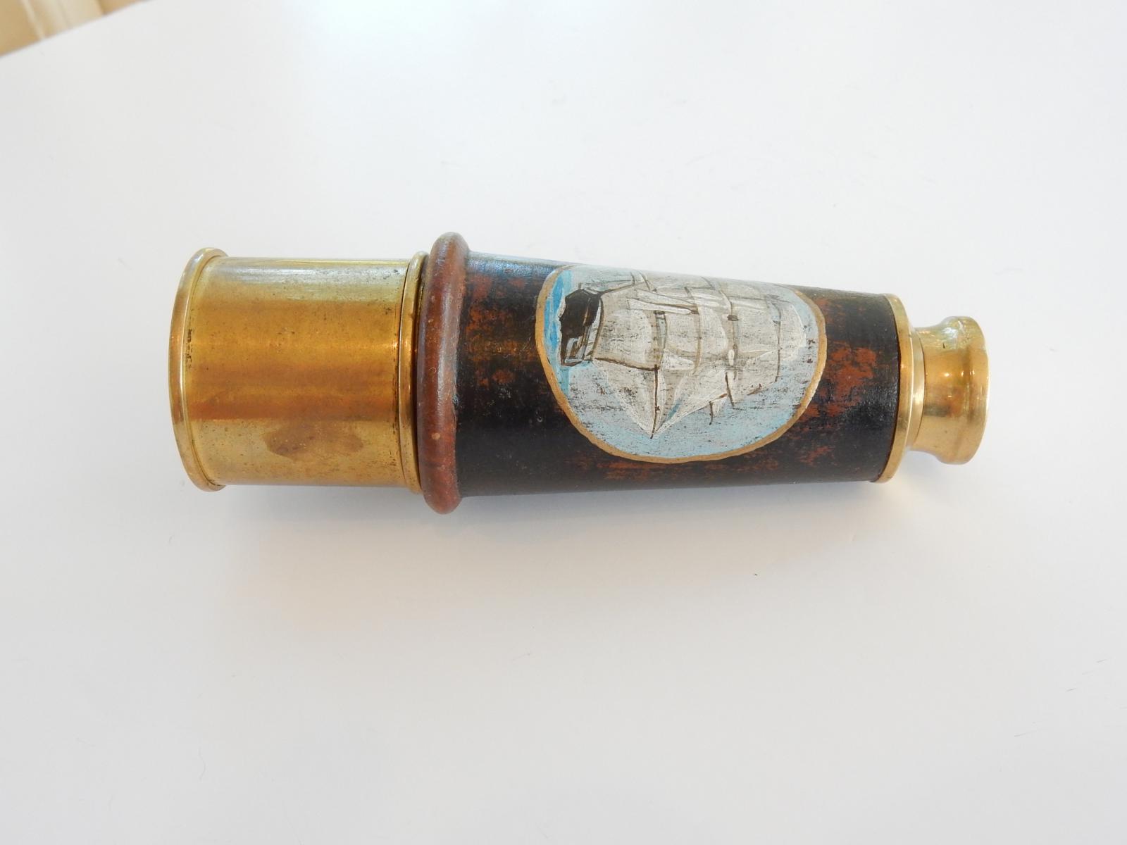Photo of Brass Hand Painted Ship Nautical Telescope