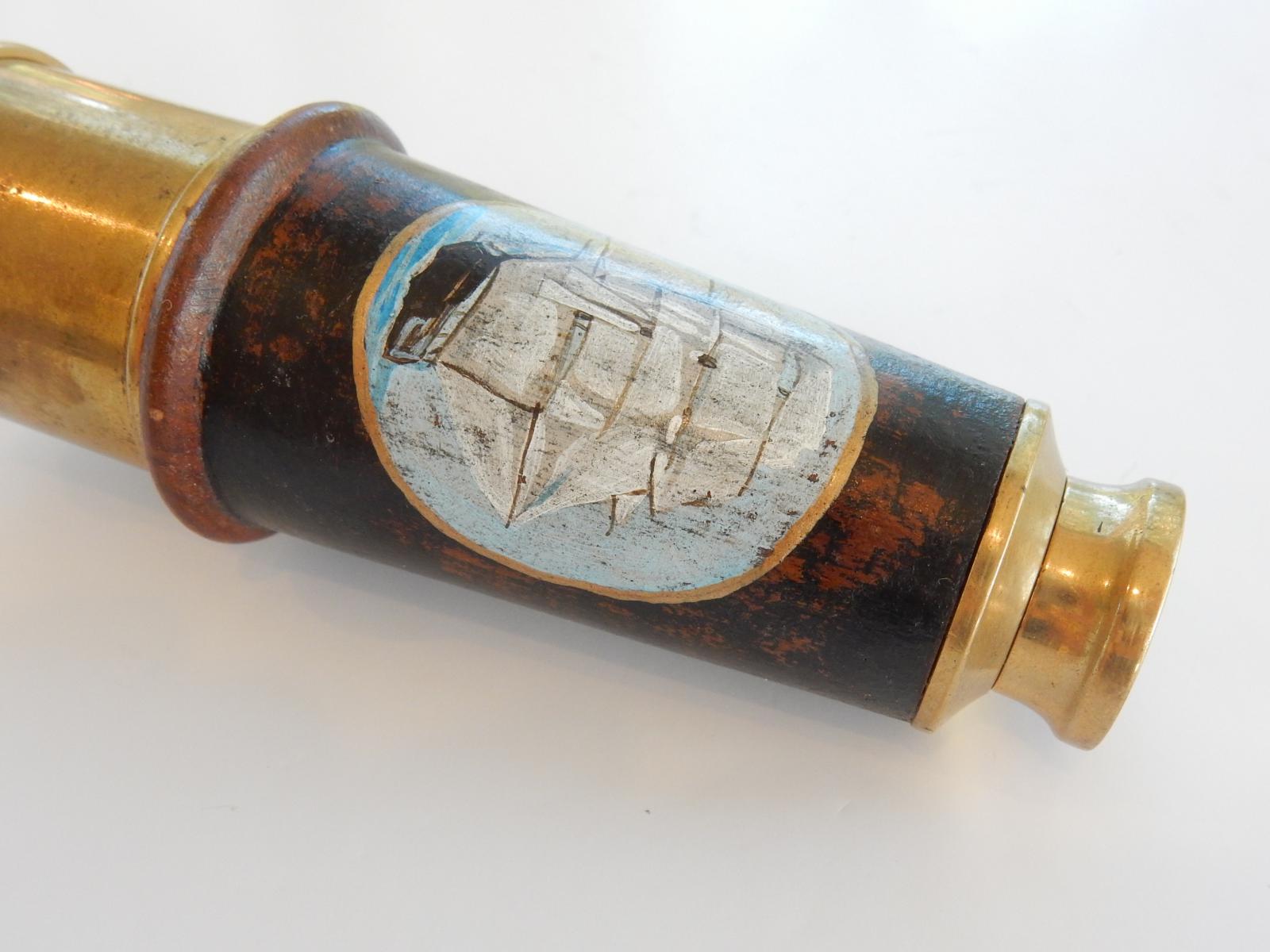 Photo of Brass Hand Painted Ship Nautical Telescope
