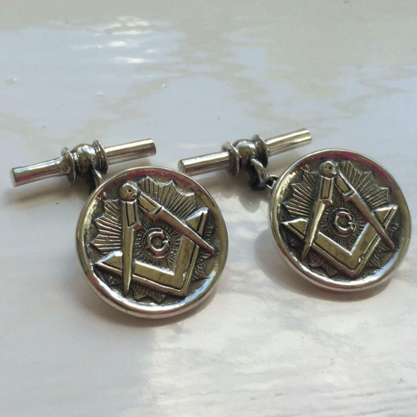 Photo of Pair Silver Masonic Cufflinks