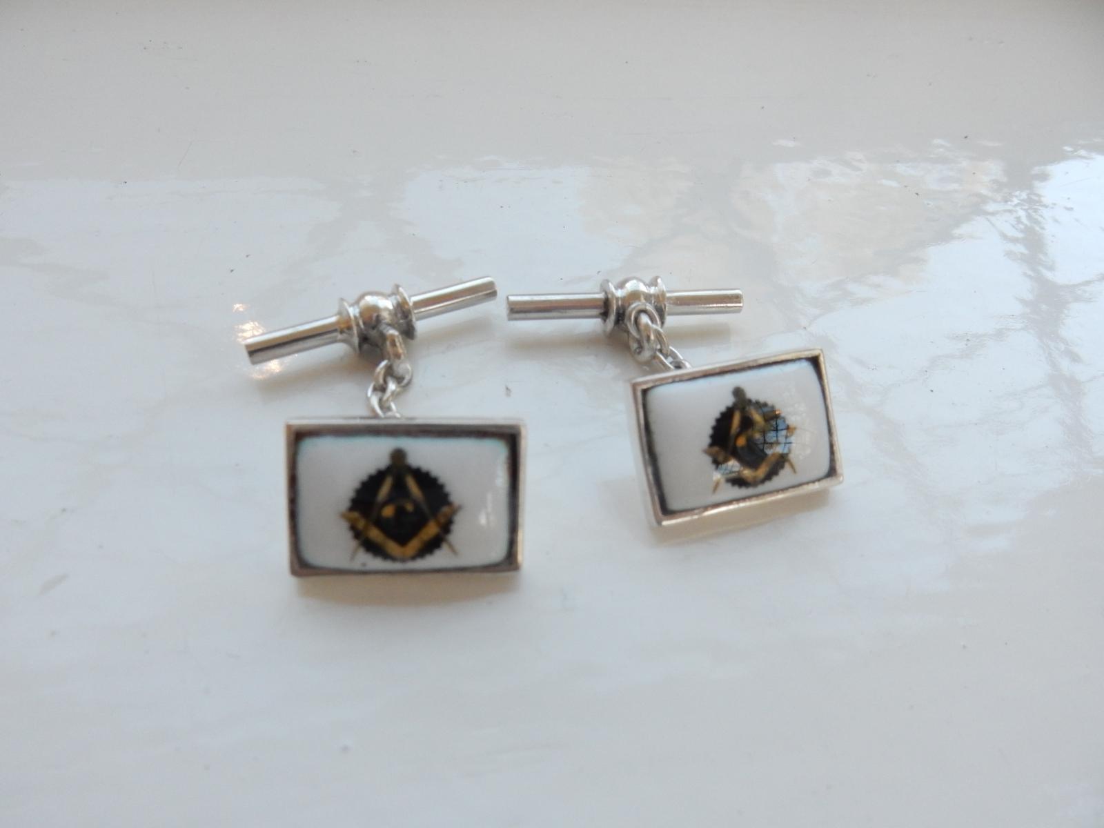 Photo of Pair Silver & Enamel Freemasons Cufflinks