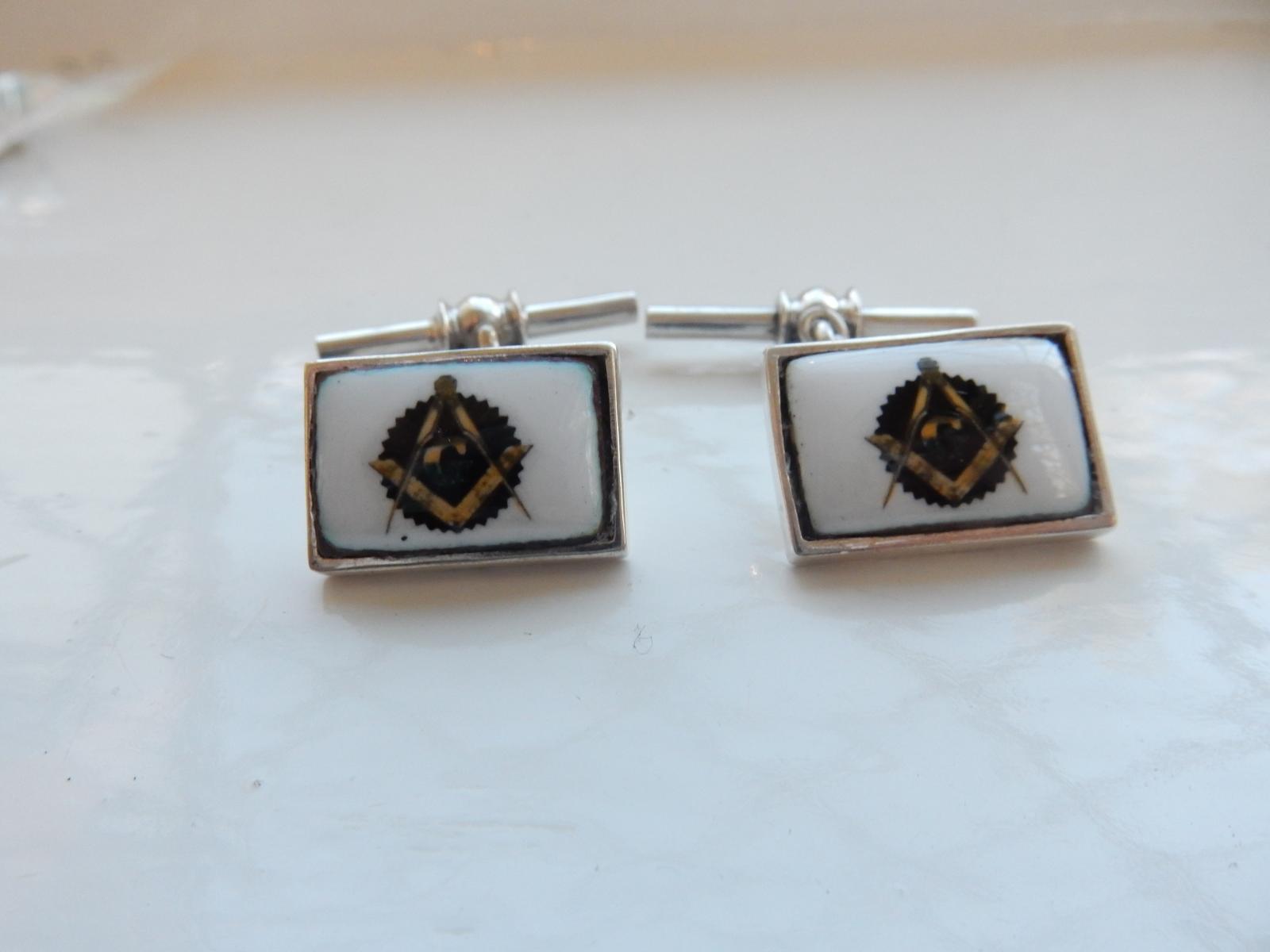 Photo of Pair Silver & Enamel Freemasons Cufflinks