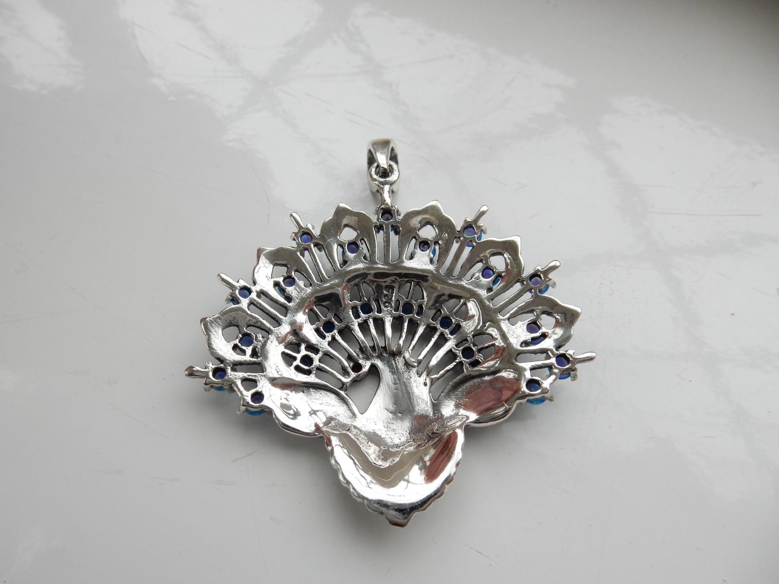 Photo of Silver Marcasite Peacock Fan Pendant