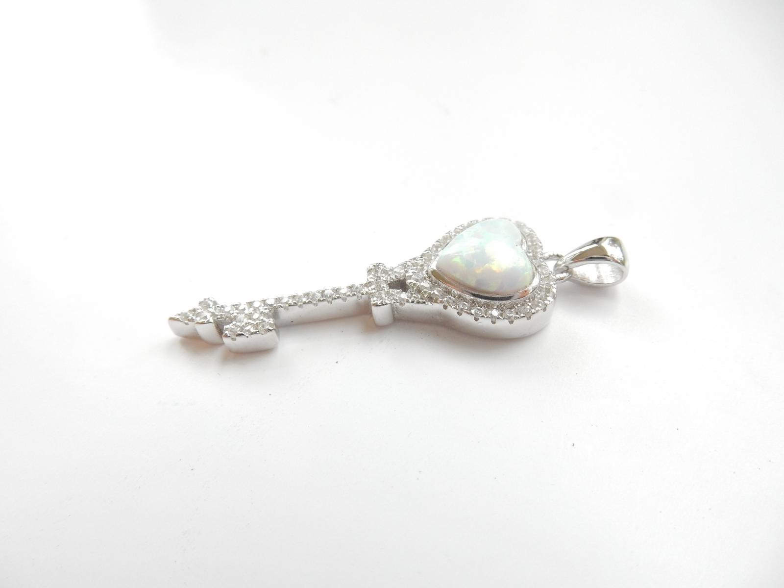 Photo of Silver Opal & Cubic Zirconia Key Pendant