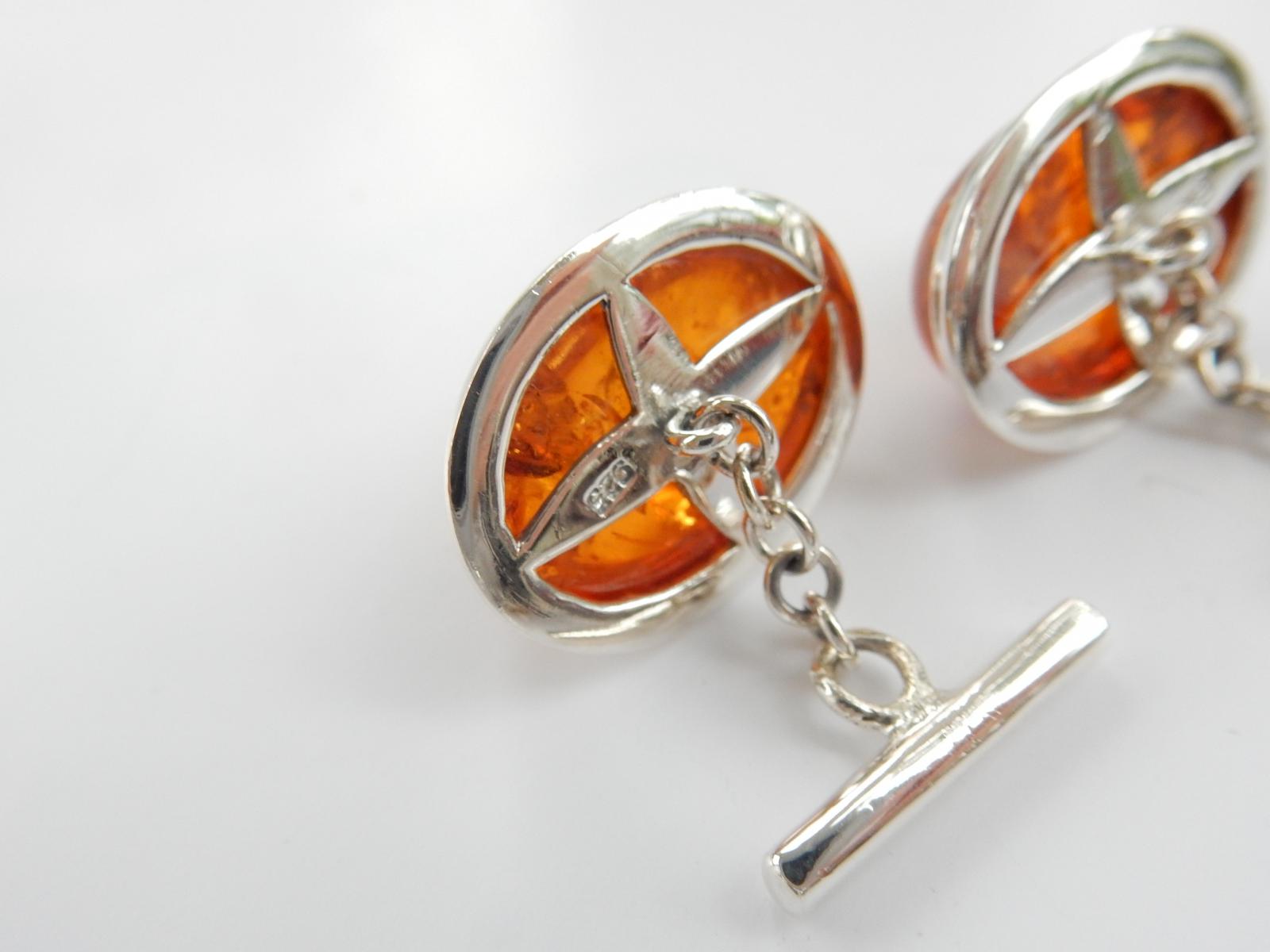 Photo of Sterling Silver Baltic Amber Cufflinks