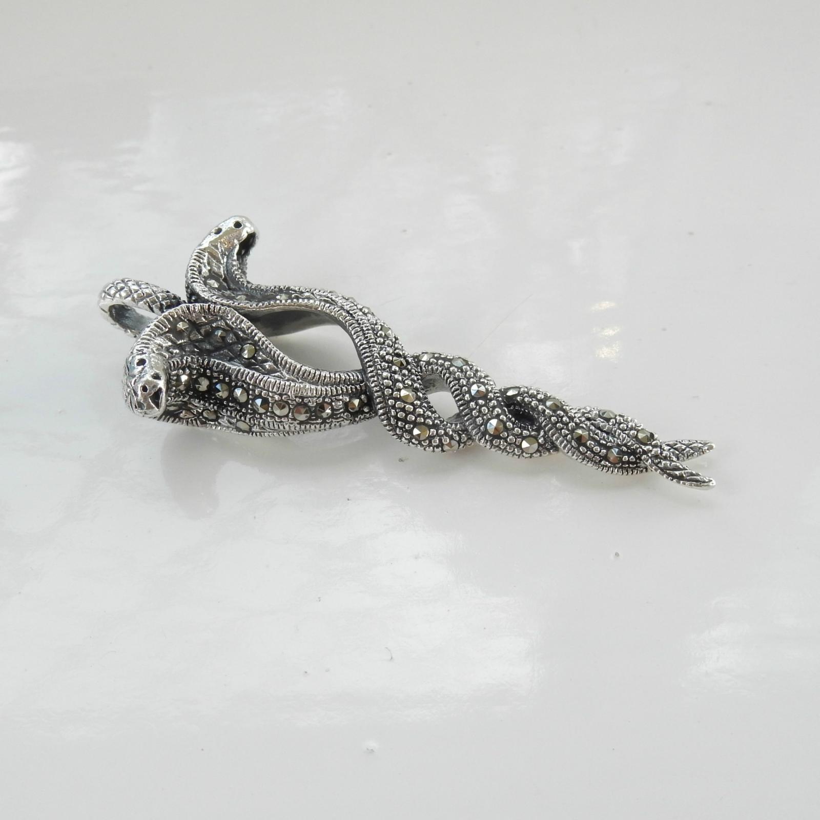 Photo of Sterling Silver & Marcasite Cobra Snake Pendant