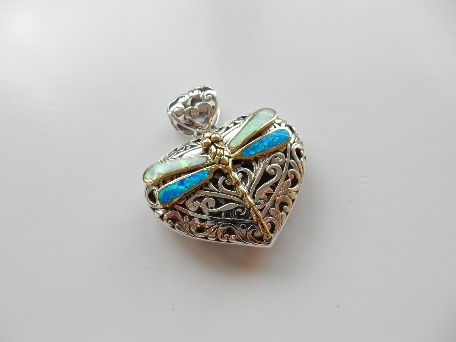 Photo of Solid Silver Opal Foliate Heart Pendant